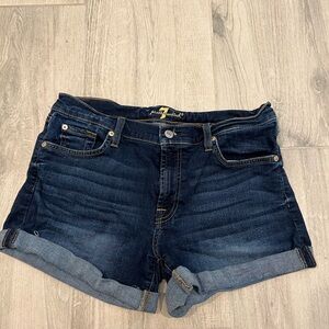 7 For All Mankind Cuffed Hem Jean Shorts size 28 Dark Wash